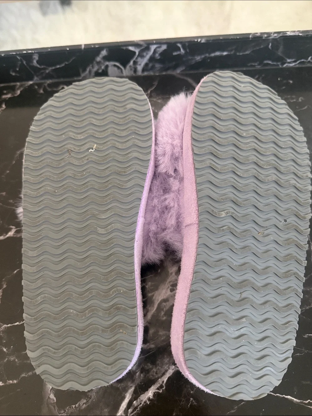 Plush Faux Fur Slide Slippers - Lavender